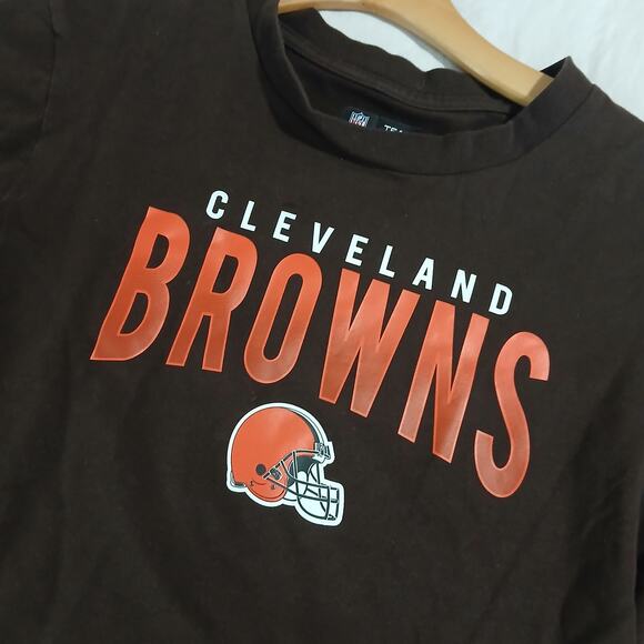 NFL Team Apparel Small CLEVELAND BROWNS Crop Long-Sleeved Stretch Thick-Knit Top - Picture 3 of 11